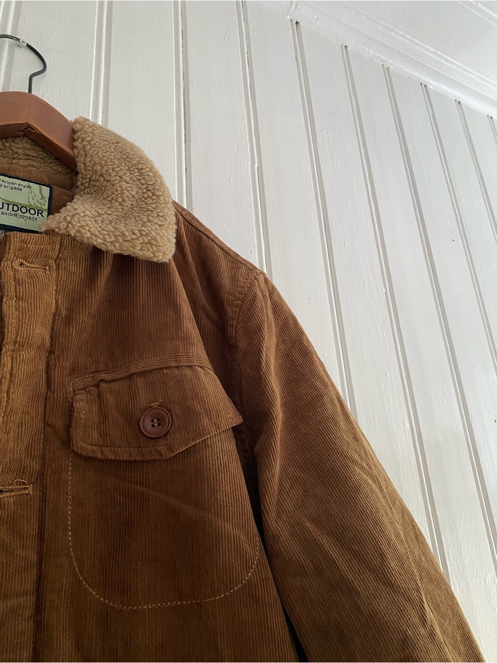 VINTAGE 90s outdoor fashion sports corduroy sherpa lined coat jacket unisex XL - Picture 7 of 10